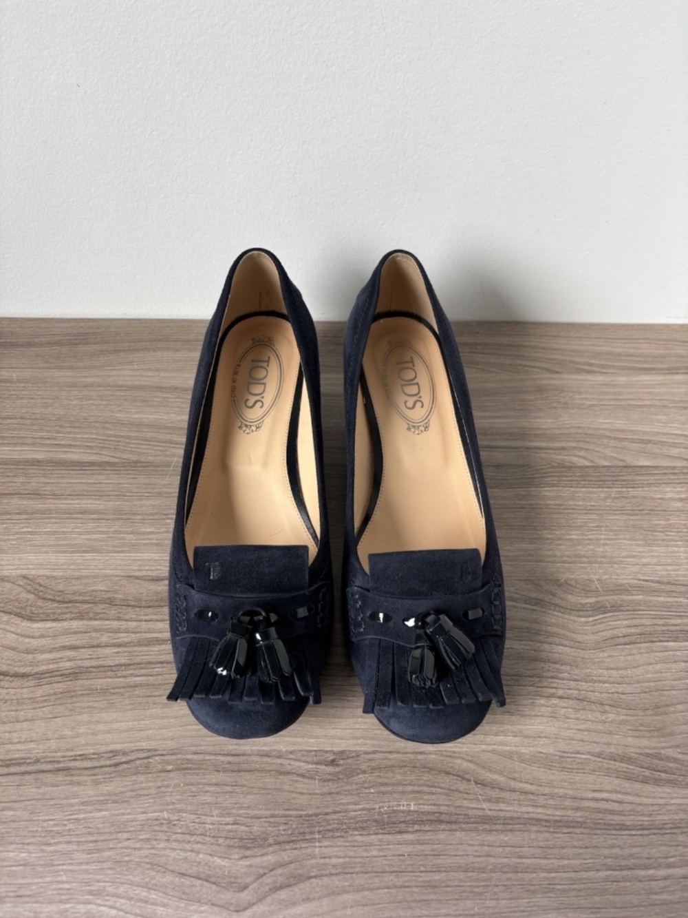 Tod's Kitten Heels Suede Blue Bow Sz 9.5 us Authentic Women's❤️